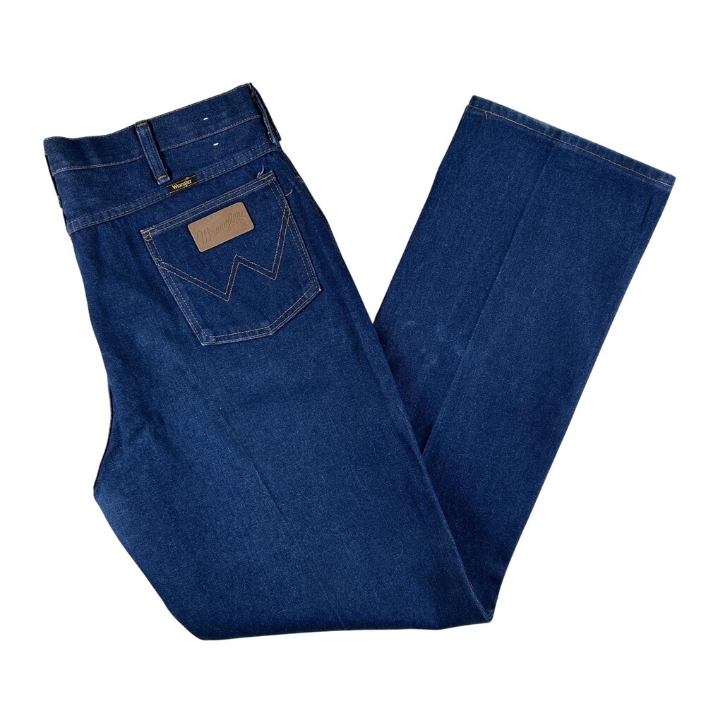 Vintage Wrangler Jeans Mens 38x33 Dark Blue Straight Denim Zip USA 945DEN 1970s